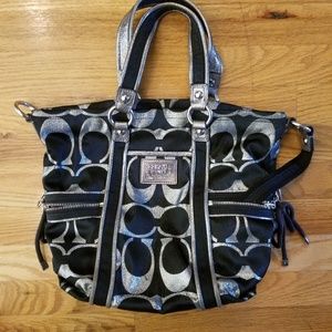 Authentic Coach signature C bag -black and silver